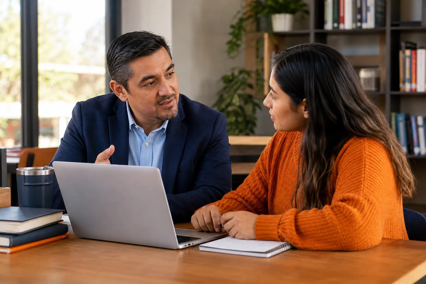 Mentor académico orientando a un estudiante